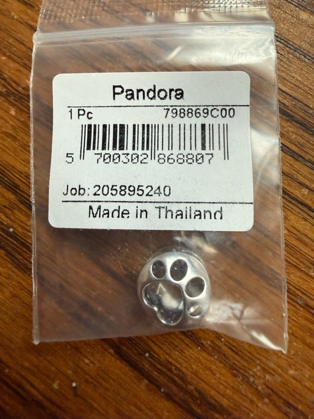 Pandora Openwork Paw Print Charm, Silver (New)